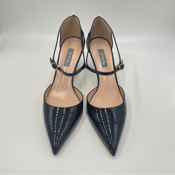 SJP Sarah Jessica Parker Size 40.5 10.5 Black Patent Leather Pump Heels Shoes - Picture 3 of 15